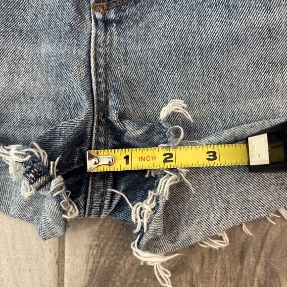 Agolde Denim Shorts Blue Jaden Cut Off Distressed Button Fly High Rise Size 28 - Picture 9 of 10